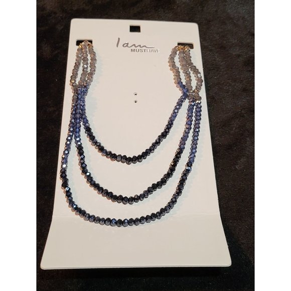 Blue and black three rope necklace - Picture 1 of 2
